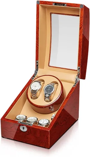 Motor Flexible Watch Pillow Wood Shell Piano Finish 4 Rotation Mode Setting Fit Lady/Man Watches,One Color-2 3 Automatic Watch Winder Watches Display Box with cart cavendish Quiet 