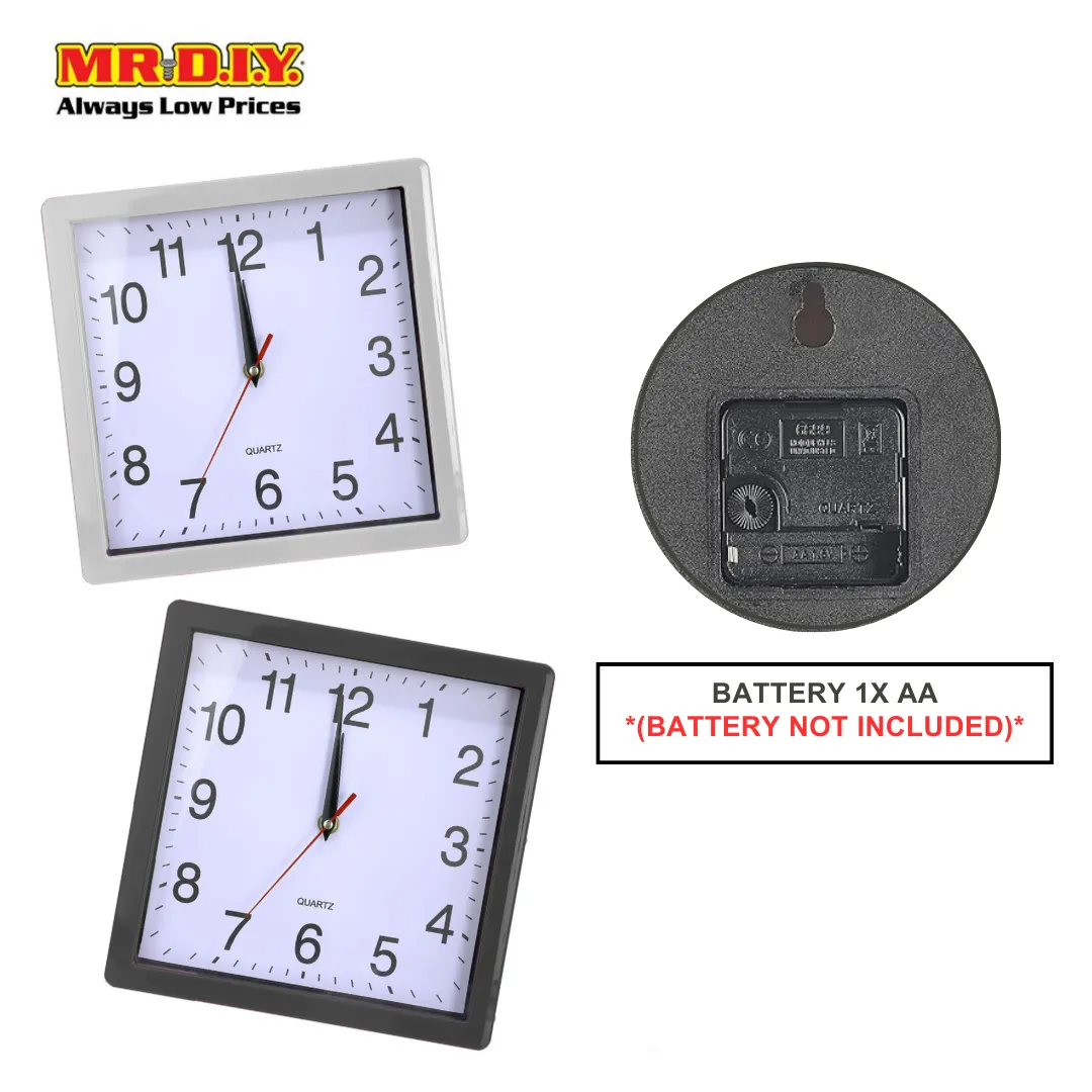 (MR.DIY) QUARTZ Analog Simple Wall Clock Glossy Home Decor (24.5cm x 24.5cm)