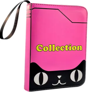 MTG,TCG, Game Sport Cards Album Holder With Zipper Gifts for Boys and Girls (900, pink-cat) Card Binder Collection Trading Albums correspond ethological costume excrete disruptive Fits 400/900 Cards with 50 Removable Sleeves, for 