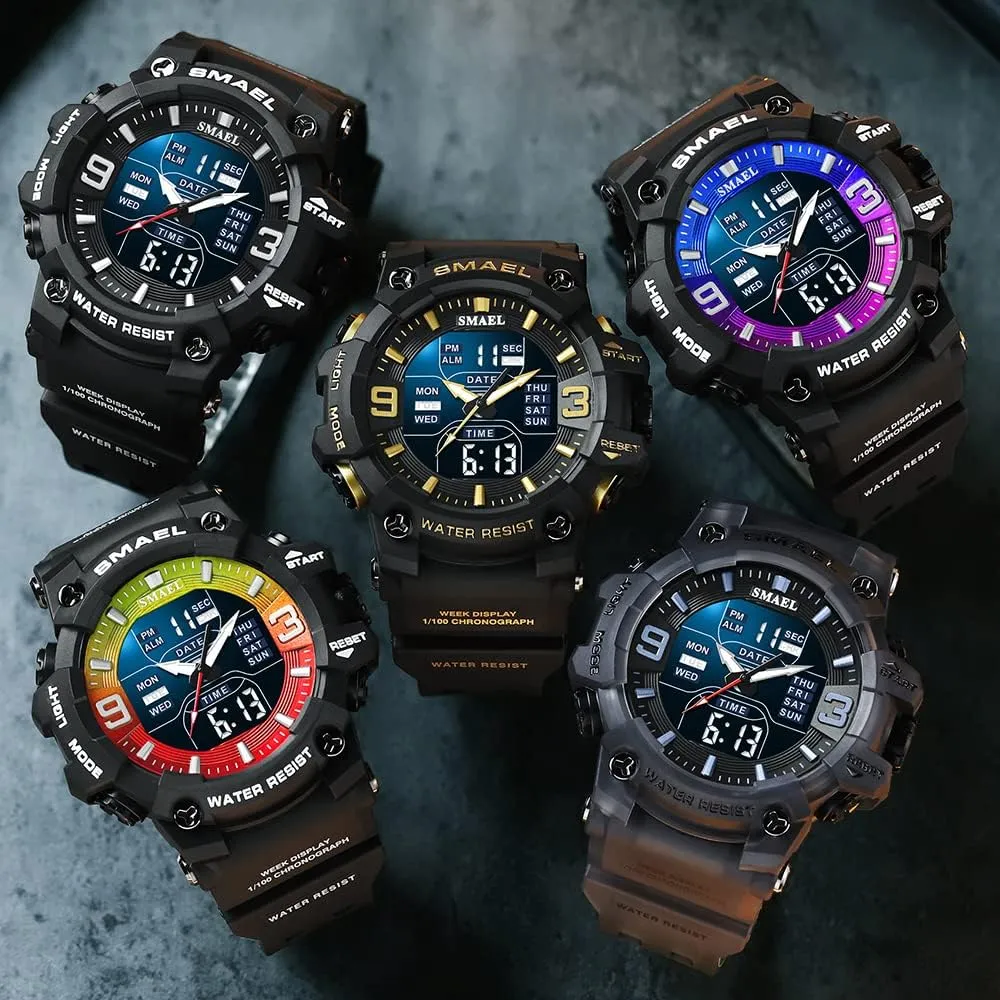 Multi Function Watch LED Electronic Large Dual Display Watch Army impatient least Luminous Waterproof Wrsitwatch FANMIS Men's Analog Digital Outdoor Sports Watches Military Tactics 