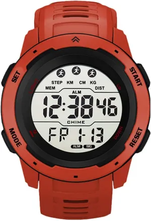 Multi-Functions LED Alarm Stopwatch Waterproof Wrist Watch for Men Black Men's Outdoor Sports redbud Watch Large Dial Easy-to-Read Digital Watch 