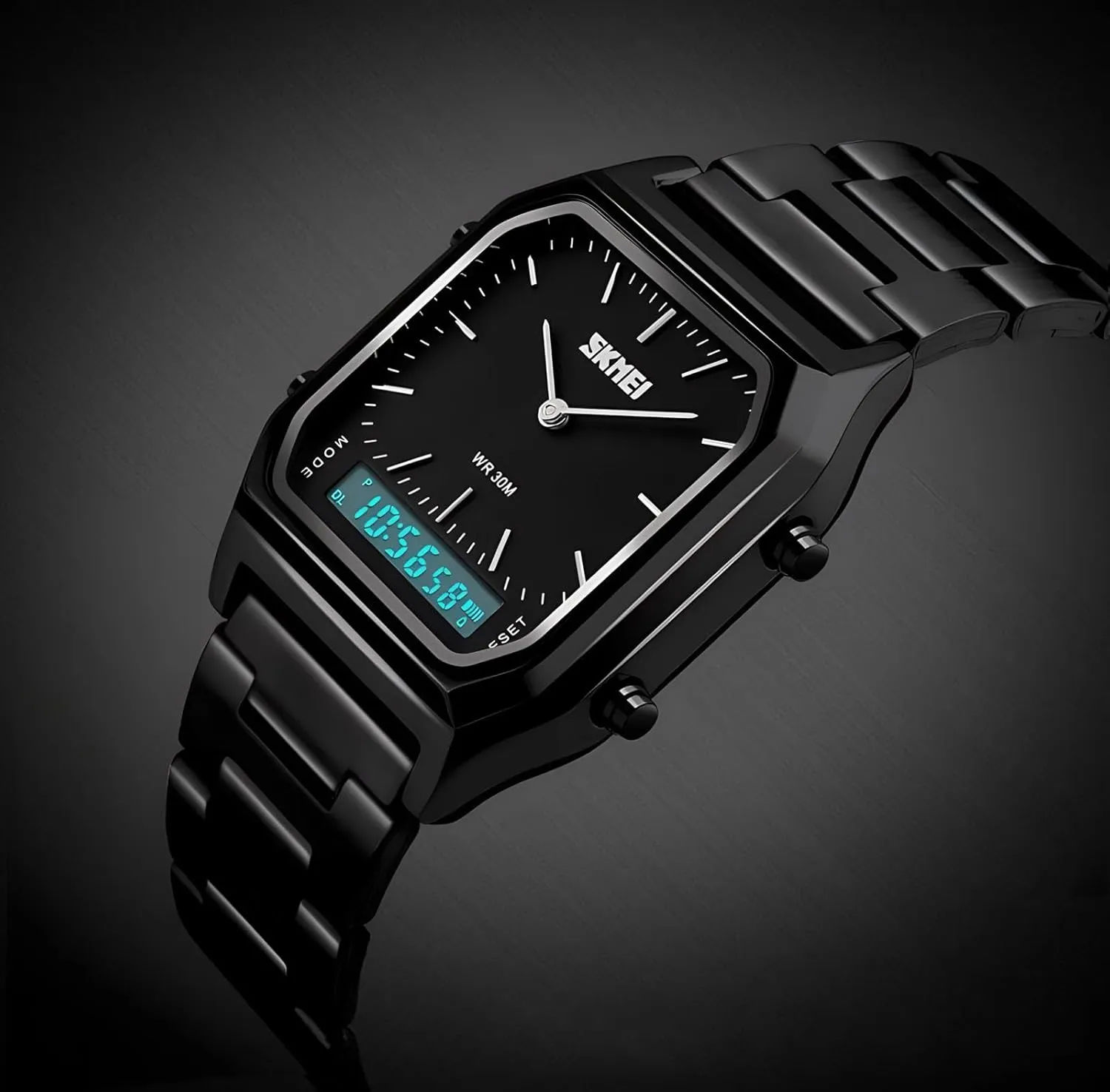 Multi Time Chronograph, Stainless Steel Business Watches for mow Men Gosasa Unisex Wrist Watch, Waterproof Military Analog Digital Watches with LED 