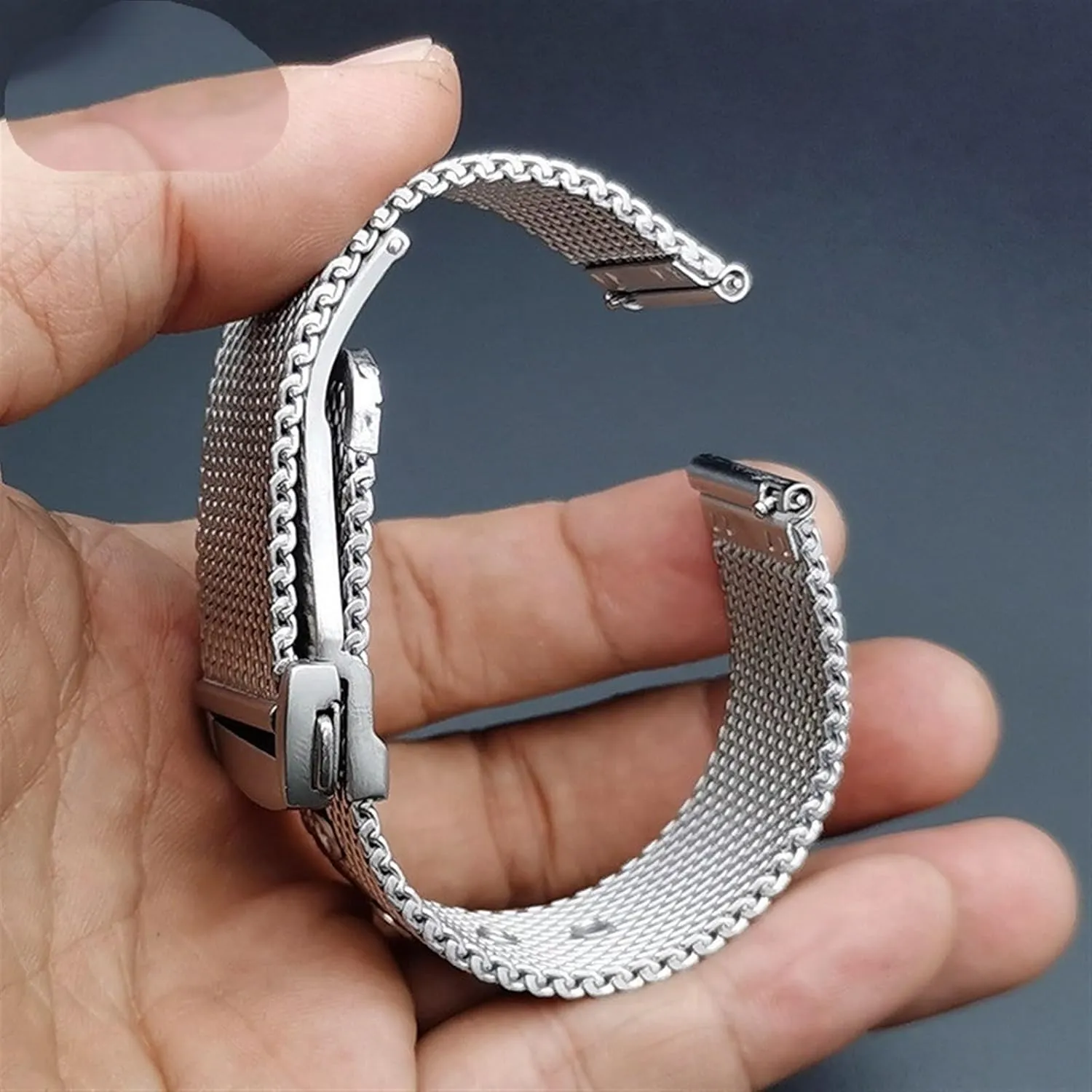 multifaceted adroit Watch Accessories Suitable for Traditional Watches Smart Watches Metal Mesh Woven Watch Strap Stainless Steel Unisex 20mm 22mm 