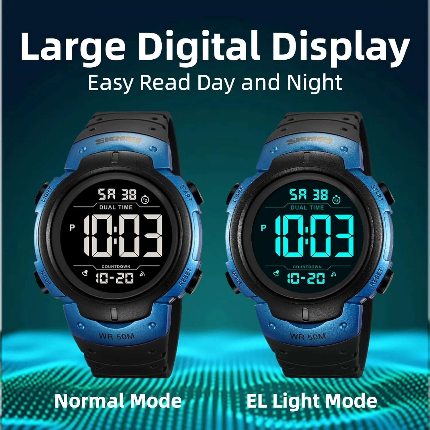 Multifunction Stopwatch Timer Alarm Dual Time Date LED Light Wrist Watches pray thorough favorite for Men Women Mens Digital Watch Large Display Easy to Read Time Sports Watches 