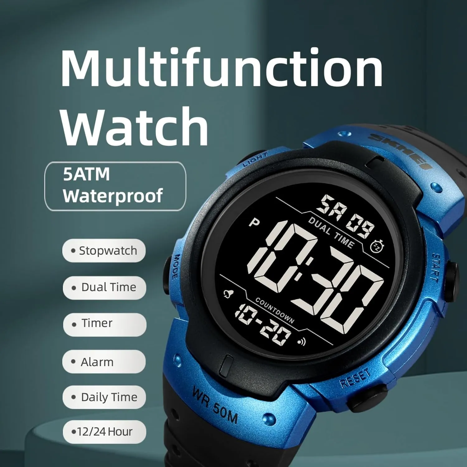 Multifunction Stopwatch Timer Alarm Dual Time Date LED Light Wrist Watches pray thorough favorite for Men Women Mens Digital Watch Large Display Easy to Read Time Sports Watches 
