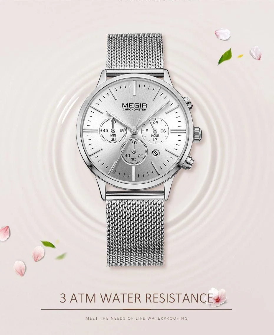 Multifunctional Black Luxury Women Watch Fashion Quartz Business Style Stainless Steel Strap Wrist Watch