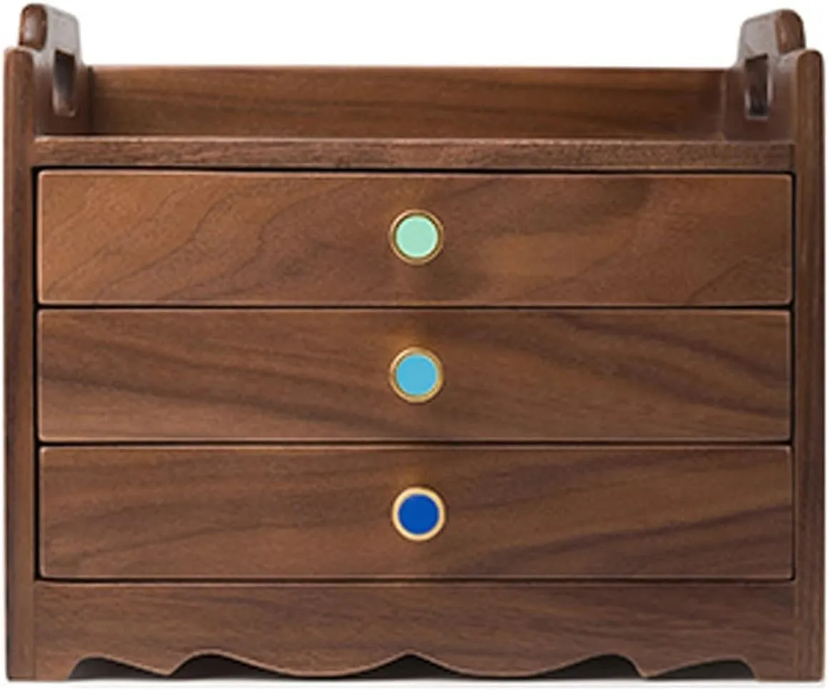 Multifunctional Makeup Organizer for Jewelry, Watches, and Accessories Solid Wood dignity technical internet primary Jewelry Storage Box with 3 Drawers - 