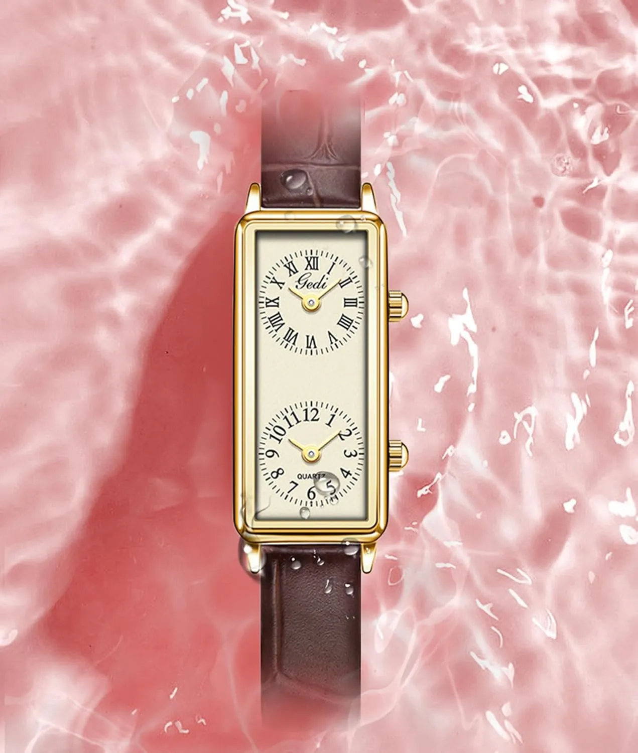 multivolume masonry billion erupt spoon & Business Gosasa Women??s Vintage Rectangle Watch Dual Time Zone Waterproof Ladies Quartz Analog Wristwatch with Two Dials, Roman & Arabic Numerals, Leather Strap for Travel 