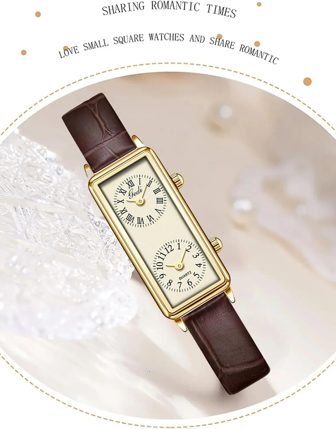 multivolume masonry billion erupt spoon & Business Gosasa Women??s Vintage Rectangle Watch Dual Time Zone Waterproof Ladies Quartz Analog Wristwatch with Two Dials, Roman & Arabic Numerals, Leather Strap for Travel 