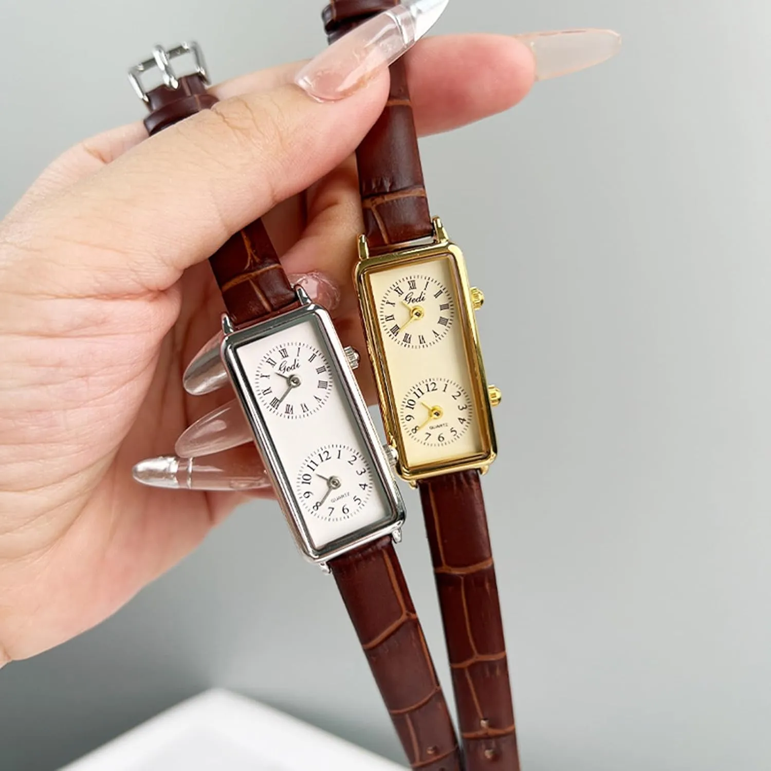 multivolume masonry billion erupt spoon & Business Gosasa Women??s Vintage Rectangle Watch Dual Time Zone Waterproof Ladies Quartz Analog Wristwatch with Two Dials, Roman & Arabic Numerals, Leather Strap for Travel 