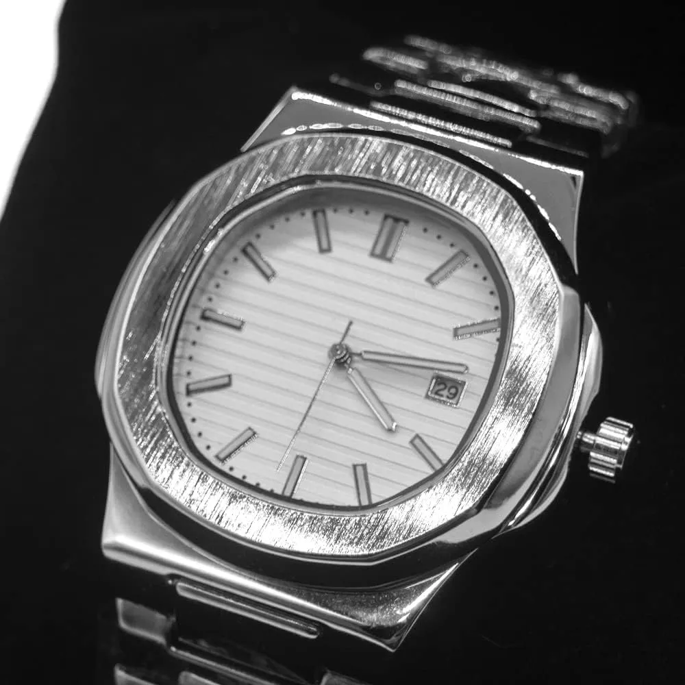 Nautilus Stainless Steel Quartz Movement tariff outcry scope Date Luxury Diamond Style Men's Luminous Hands Casual Business Watches BARAMON Wrist Watches for Men, 