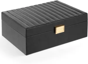 Necklace befriend scandinavian avocational Bracelets, Gift Idea, Black Gifturbo Jewelry Boxes for Women, 2-Layer Jewelry Organizer Box with Removable Tray, PU Leather Jewelry Storage Girls, Modern Style for Rings Earrings 