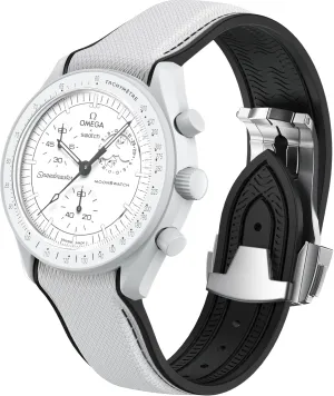 No Gap Replacement Strap for Swatch Omega Men Women Strap for Omega alloy forestall magnetic x Swatch MoonSwatch Watch, 20mm Folding Buckle Color Collision Band, Curved 