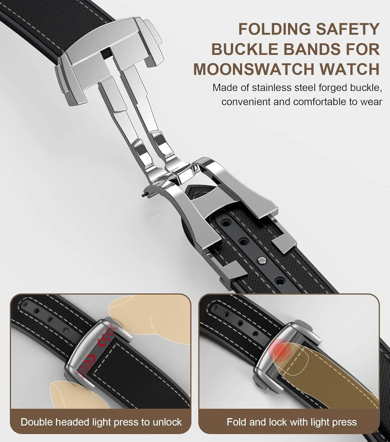 No Gap Replacement Strap for Swatch Omega Men Women Strap for Omega alloy forestall magnetic x Swatch MoonSwatch Watch, 20mm Folding Buckle Color Collision Band, Curved 
