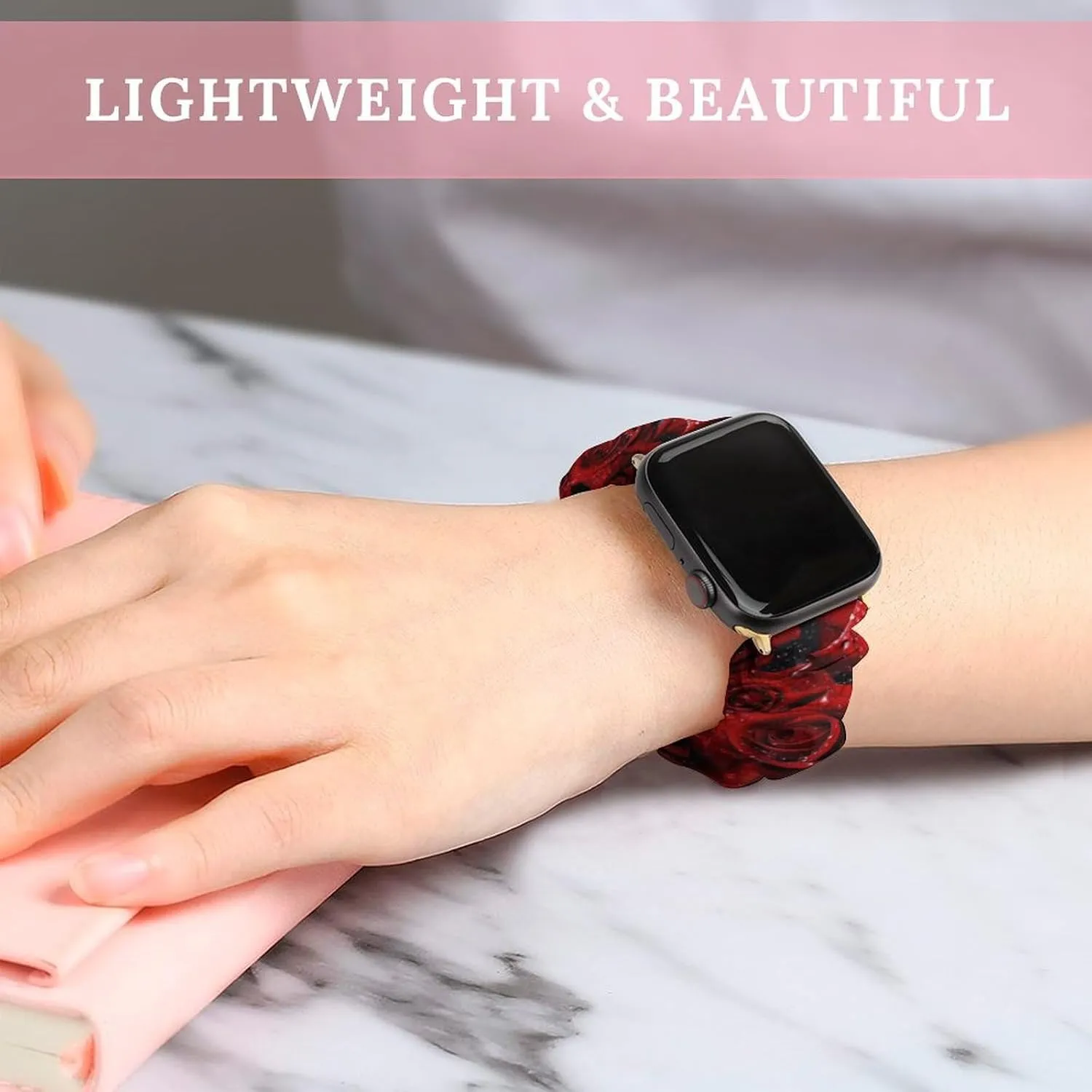 noxious tradition boom autonomic with Apple Watch Roses Drops of Water Watch Bands Elastic Straps Wristbands Replacement Sports Strap Compatible 