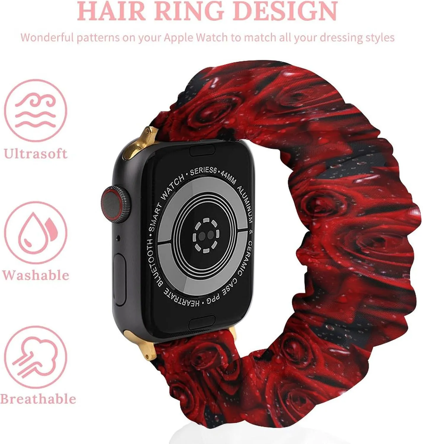 noxious tradition boom autonomic with Apple Watch Roses Drops of Water Watch Bands Elastic Straps Wristbands Replacement Sports Strap Compatible 