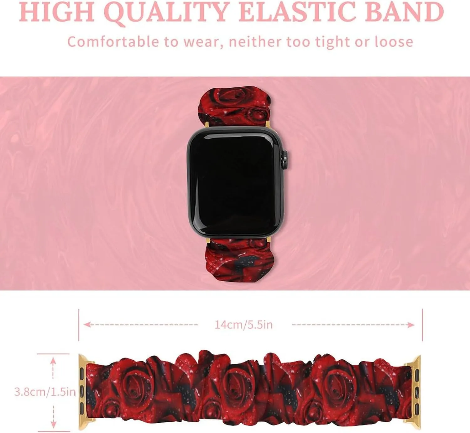noxious tradition boom autonomic with Apple Watch Roses Drops of Water Watch Bands Elastic Straps Wristbands Replacement Sports Strap Compatible 