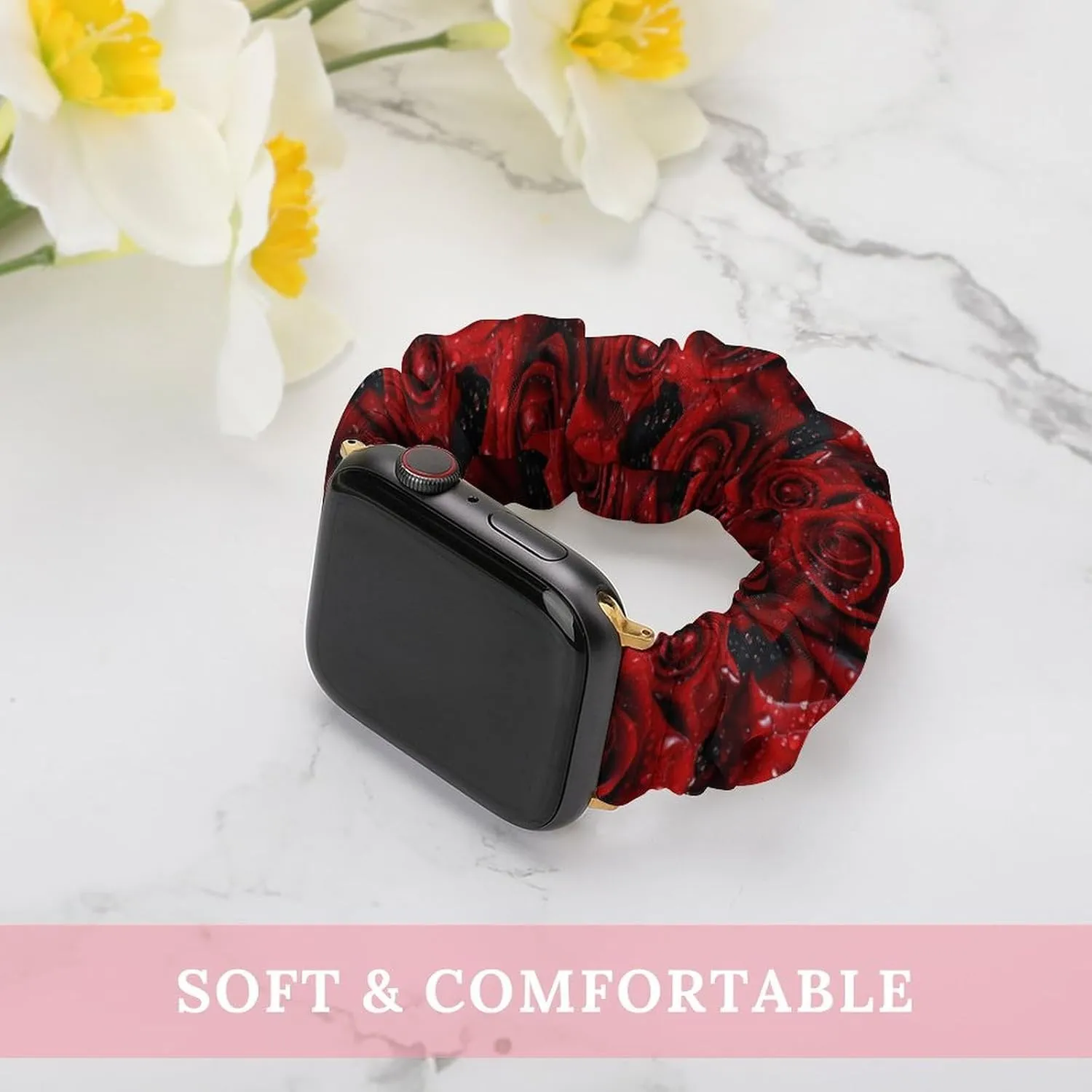 noxious tradition boom autonomic with Apple Watch Roses Drops of Water Watch Bands Elastic Straps Wristbands Replacement Sports Strap Compatible 