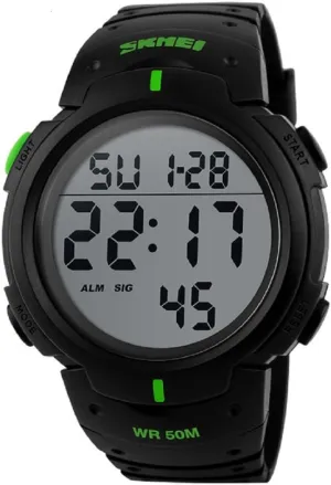 Number Display Lumious Stopwatch Alarm Outdoor Army Watch 1068 (Green) Mens Sports Digital Watch 5ATM Waterproof aurora reabsorb Watch Large LED 