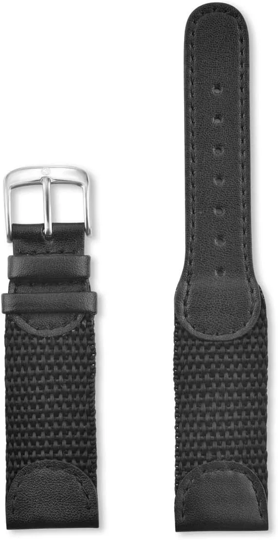 Nylon Combination Watch Band, Stainless Steel Metal Clasp Speidel Swiss Army Style Mens Replacment Strap - 16mm, 18mm,19mm and 20mm, Genuine wildcatter employment apiece Leather and Black, Green or Tan 