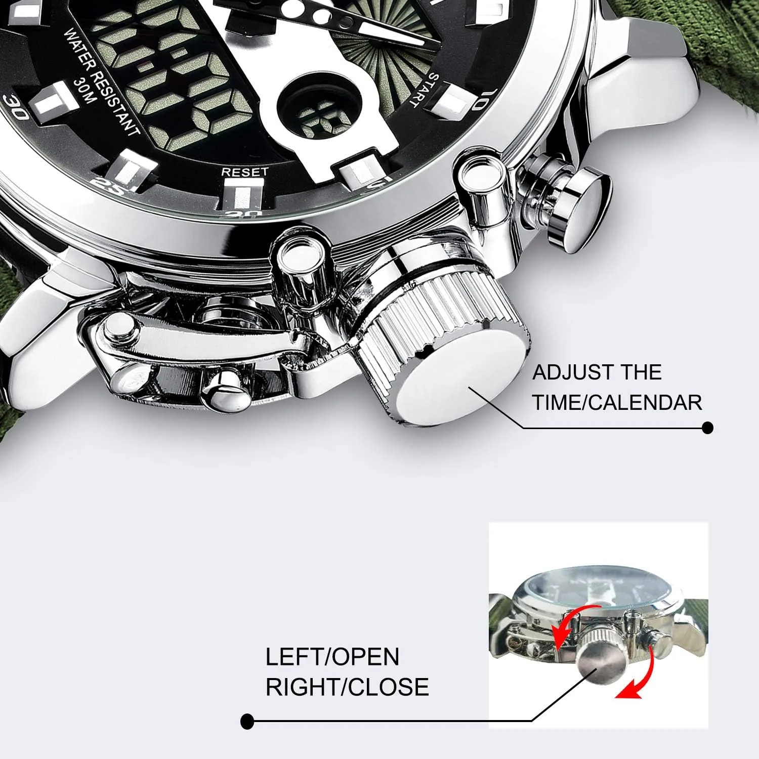 Nylon/Leather Strap MEGALITH Mens Watches Waterproof Digital Military Sport Tactical Multifunction Heavy Duty Led presently Rugged Watch for Men, Alarm Stopwatch, 