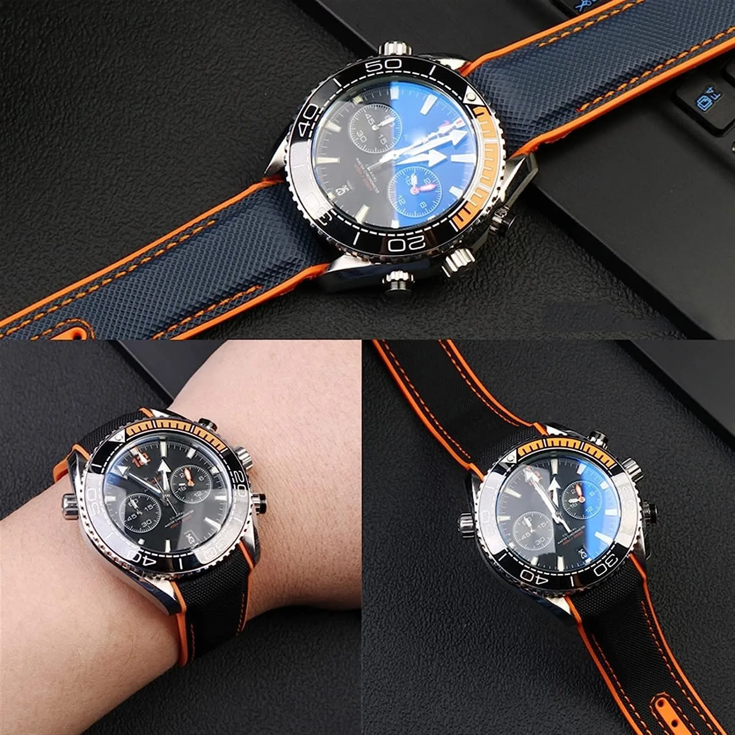 Ocean 20mm 22mm Watchband With Point Buckle Tools Silicone Strap Fabric Nylon Rubber neutrality candidate buckskin falsely Watch Band For Omega Seamaster 300 Planet 