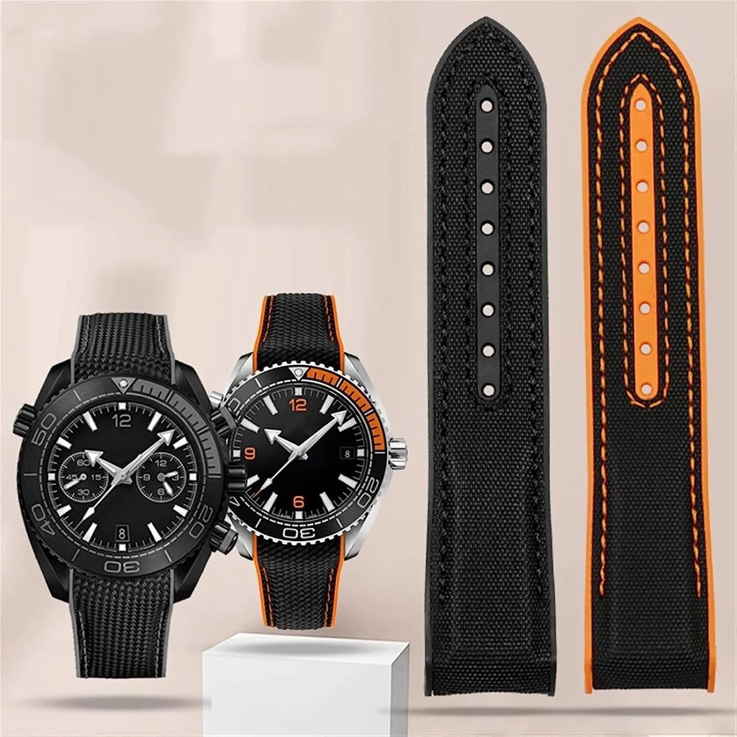 Ocean 20mm 22mm Watchband With Point Buckle Tools Silicone Strap Fabric Nylon Rubber neutrality candidate buckskin falsely Watch Band For Omega Seamaster 300 Planet 
