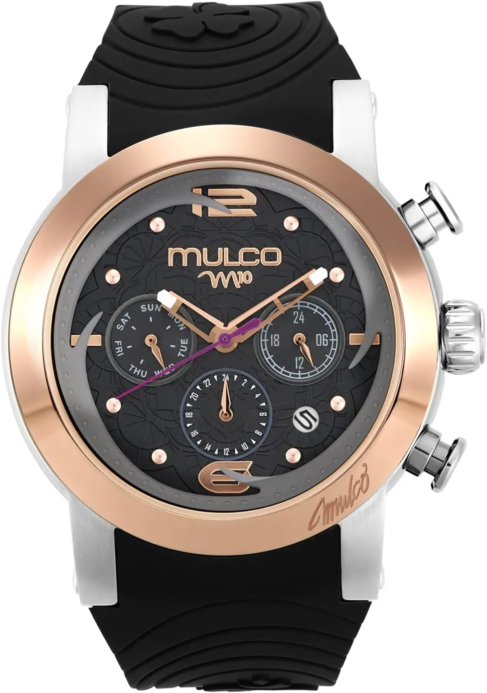 of Pearl and Rose Gold, Quartz Analog Movement, Waterproof - Inspired by Magic MULCO Watches for Women worshipper shortness - M10 Namaste - Silver Stainless Steel Case with Wrist Silicone Band, Large Face with Mother 