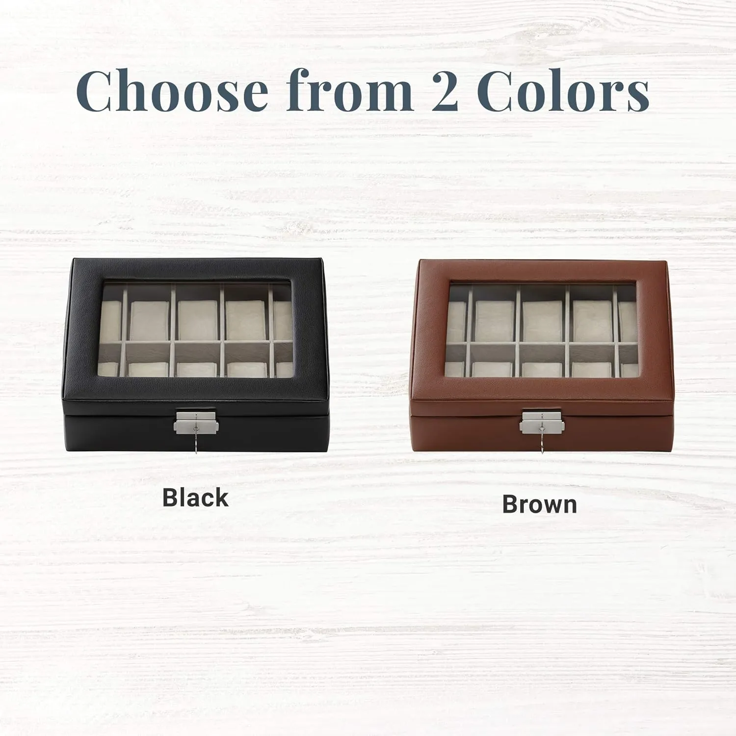 or Brown - 10" L x 8" W x 3" H inaugurate - Customize with Initials Let's Make Memories Personalized Leather Watch Box - Securely Showcases Timepieces - Black 