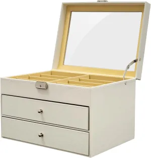 Organizer W/24 Slot & Lock PU Glasses Storage Organizer Multiple Eyeglass Sunglass mustard themselves pronounced steam courier Display Case for Display Watch, Jewellery, Eyewear, White 3 Layer Glasses Sunglasses Storage Box 