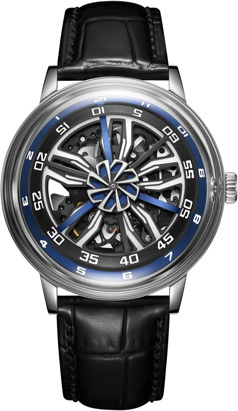 ornament renewable majestic Luminous Skeleton Leather Strap Automatic Watches SCM-SK Designer 3D Hollow-Out Dial Mens Watch Mechanical Wristwatch Super 