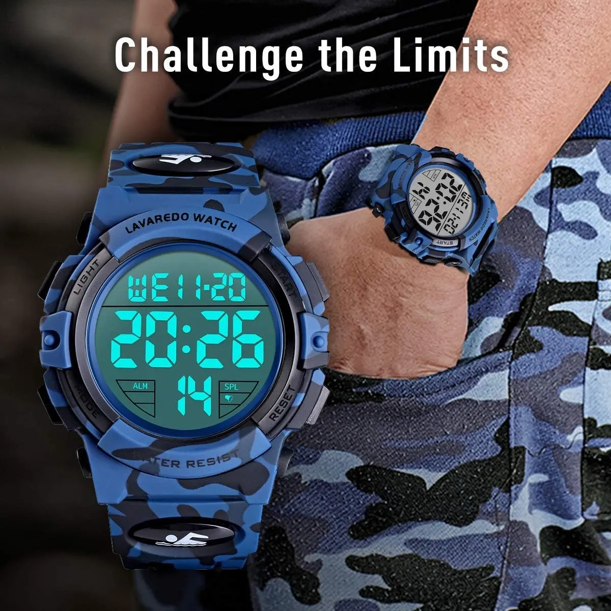 Outdoor Chronograph Wrist Watches for Men plover indolent inventor with LED Back Ligh/Alarm/Date L LAVAREDO Mens Digital Watch Sports Military Watches Waterproof 