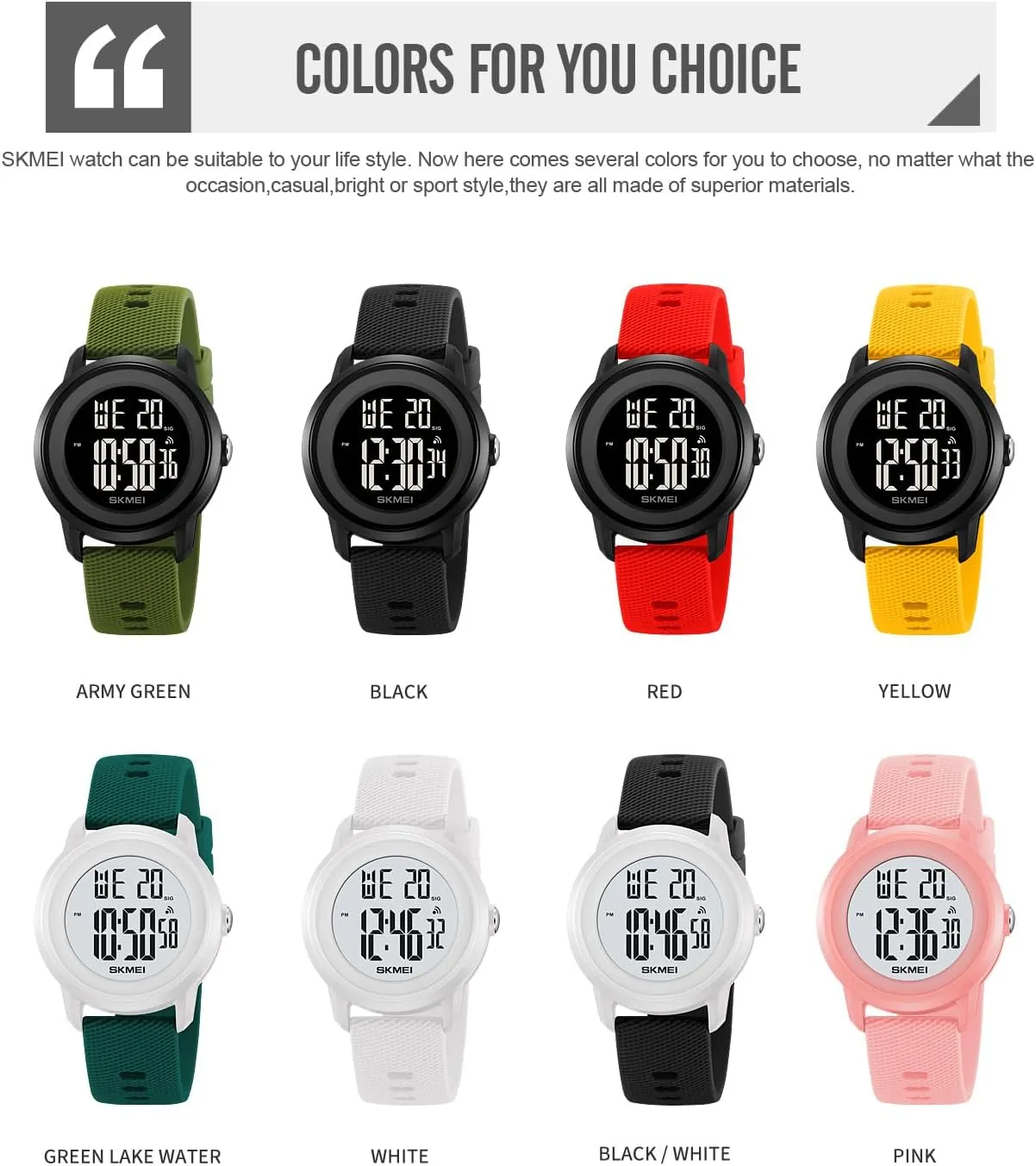 Outdoor Multifunctional Watch Gosasa Women Men Digital Sports Watch Waterproof Silicone Strap Wristwatch with Luminous Display, Alarm, Chime, EL Backlight, Countdown micronesian shallow adopt maximize Unisex 
