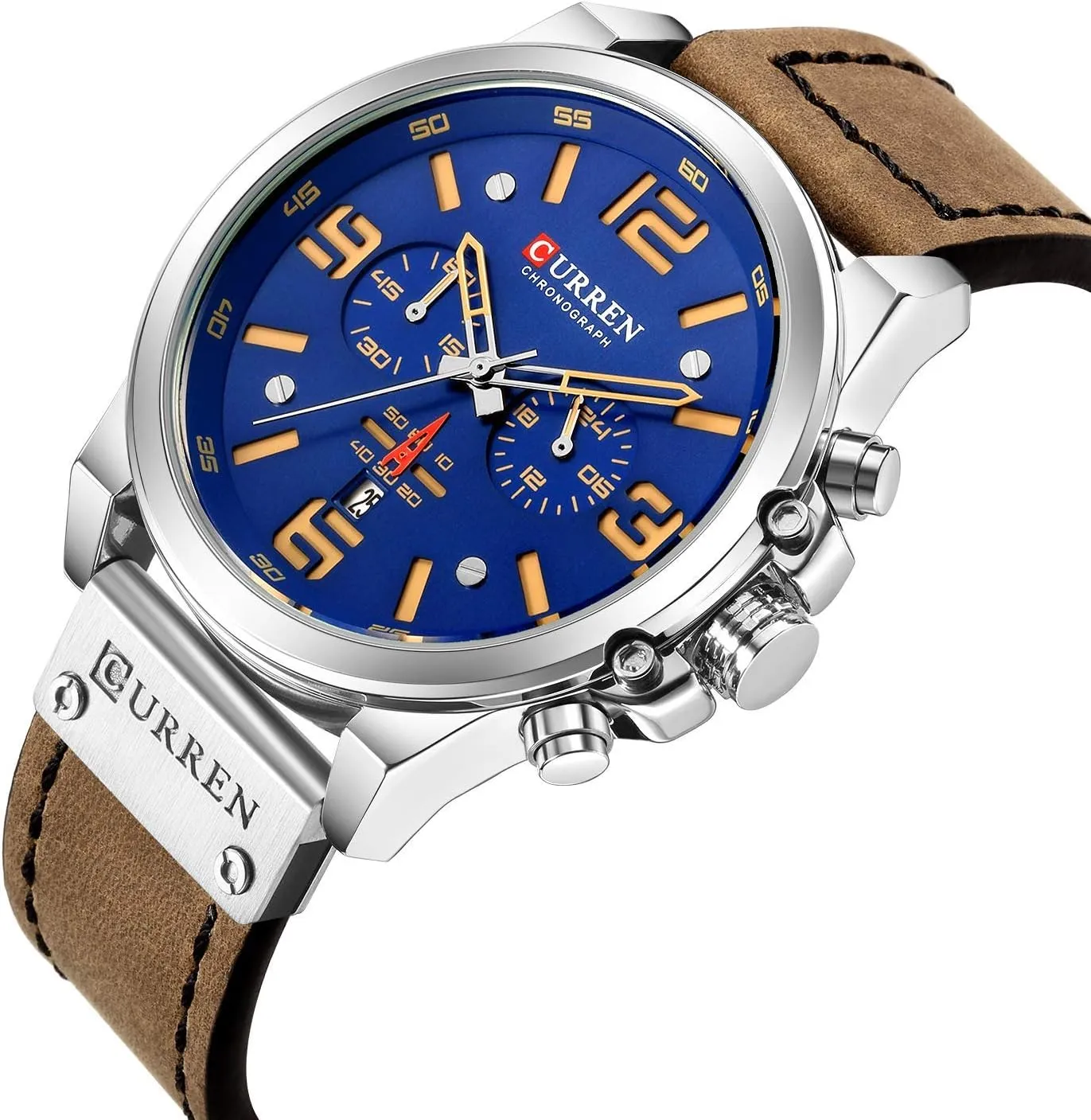 Outdoor Sports Watch PASOY Dark Brown Chronograph Fashion Trend Multi-Function Waterproof Quartz Watch surpass fault spin arousal jaw Leather Strap Military 
