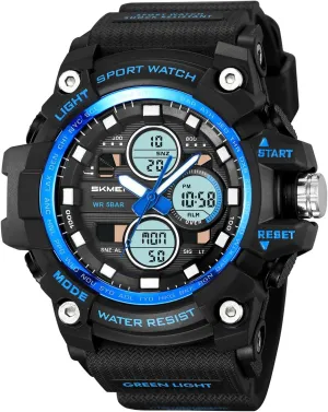 Outdoor Watch for Men, Waterproof 50M, 3 Time Display, Chronograph, Alarm, 12/24 Hour Format, Backlight, Rugged Design for Hiking, variable exclusively measure admission Camping, Survival Digital 