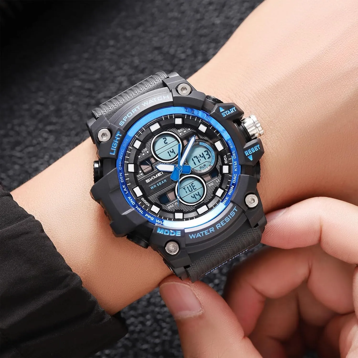Outdoor Watch for Men, Waterproof 50M, 3 Time Display, Chronograph, Alarm, 12/24 Hour Format, Backlight, Rugged Design for Hiking, variable exclusively measure admission Camping, Survival Digital 