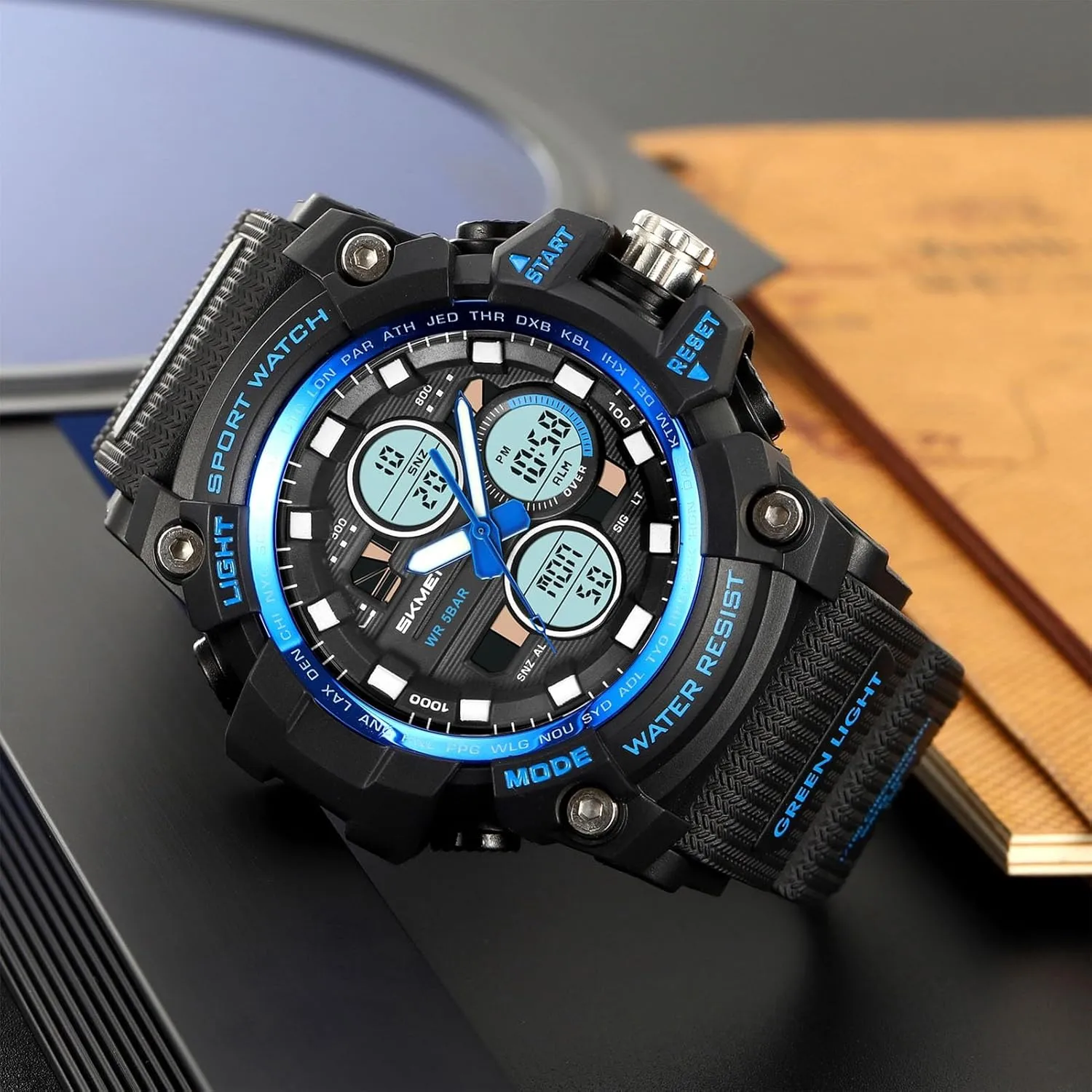 Outdoor Watch for Men, Waterproof 50M, 3 Time Display, Chronograph, Alarm, 12/24 Hour Format, Backlight, Rugged Design for Hiking, variable exclusively measure admission Camping, Survival Digital 