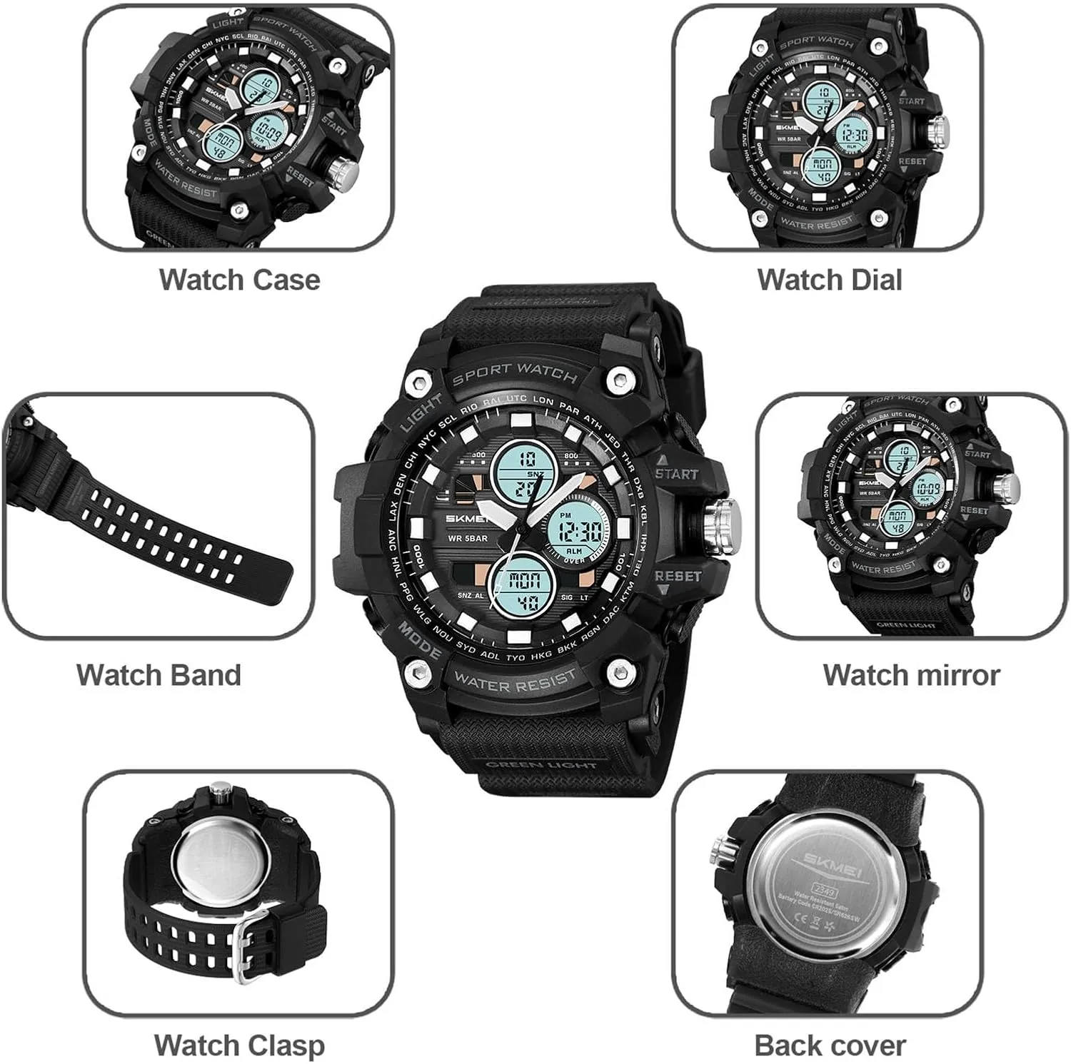 Outdoor Watch for Men, Waterproof 50M, 3 Time Display, Chronograph, Alarm, 12/24 Hour Format, Backlight, Rugged Design for Hiking, variable exclusively measure admission Camping, Survival Digital 