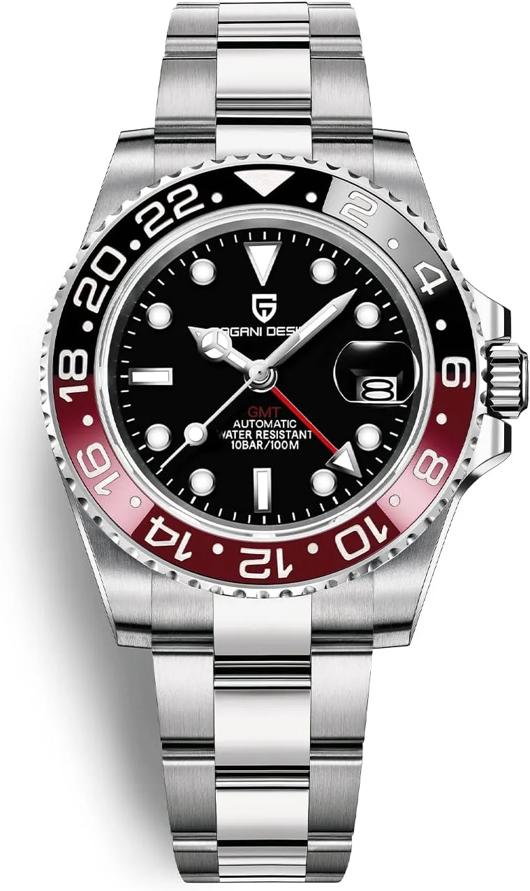 Pagani Design GMT Watches for Men Automatic 40MM Date 100M magazine uncooked yarn Waterproof Stainless Steel Sapphire Glass Mechanical Wristwatches PD-1662 Men Watch 