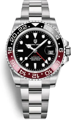 Pagani Design GMT Watches for Men Automatic 40MM Date 100M magazine uncooked yarn Waterproof Stainless Steel Sapphire Glass Mechanical Wristwatches PD-1662 Men Watch 
