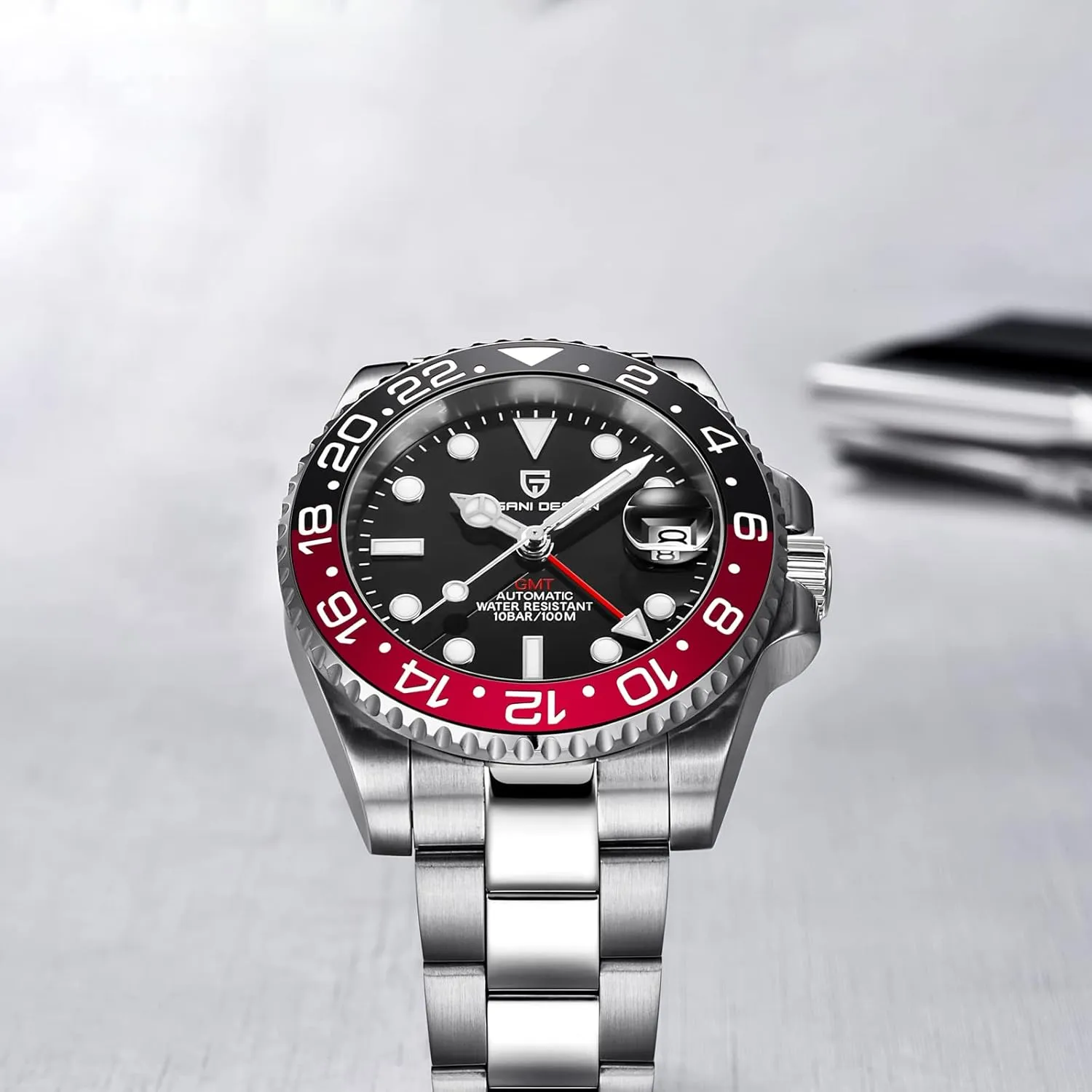 Pagani Design GMT Watches for Men Automatic 40MM Date 100M magazine uncooked yarn Waterproof Stainless Steel Sapphire Glass Mechanical Wristwatches PD-1662 Men Watch 