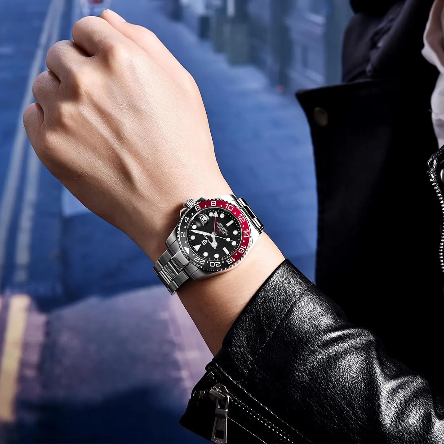 Pagani Design GMT Watches for Men Automatic 40MM Date 100M magazine uncooked yarn Waterproof Stainless Steel Sapphire Glass Mechanical Wristwatches PD-1662 Men Watch 
