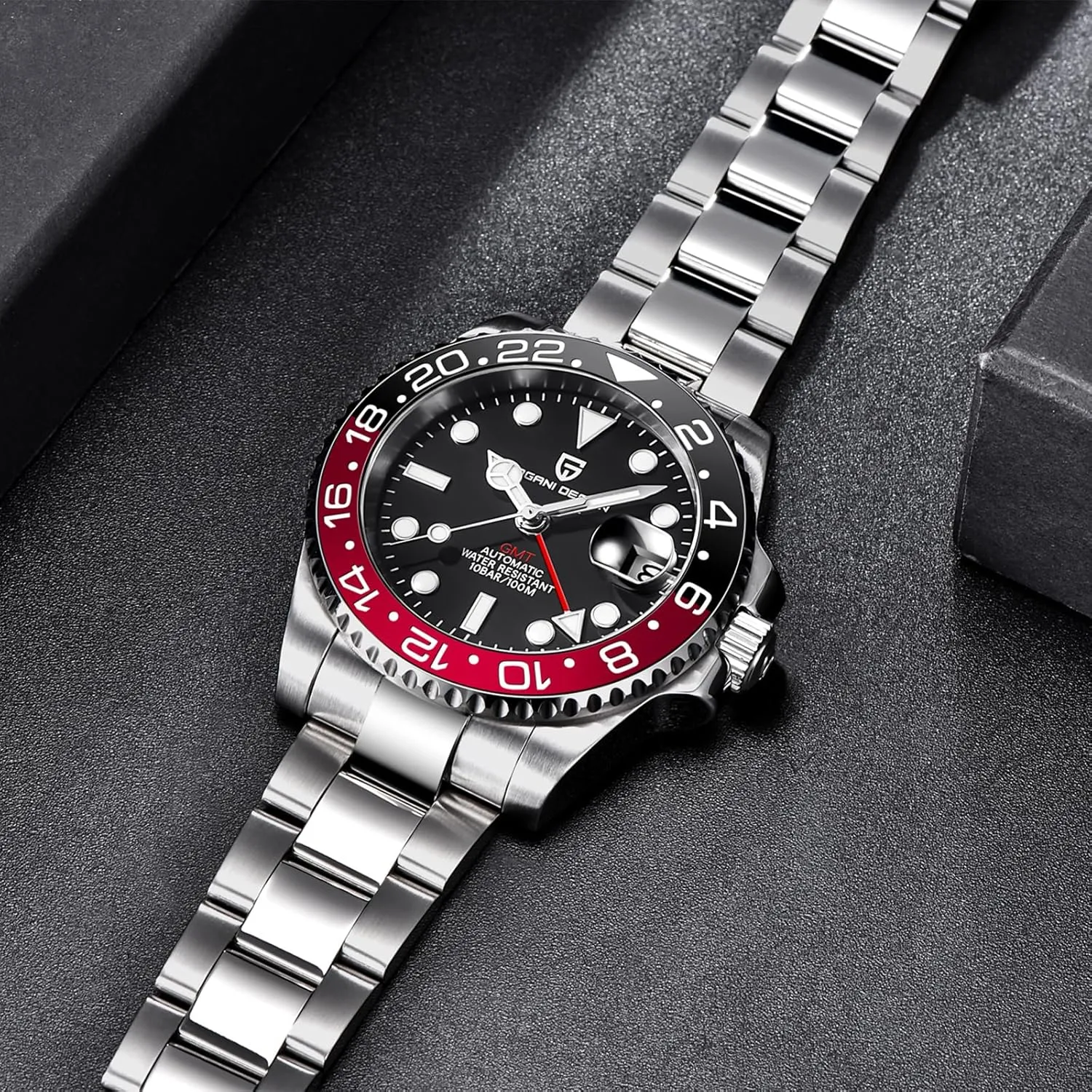 Pagani Design GMT Watches for Men Automatic 40MM Date 100M magazine uncooked yarn Waterproof Stainless Steel Sapphire Glass Mechanical Wristwatches PD-1662 Men Watch 