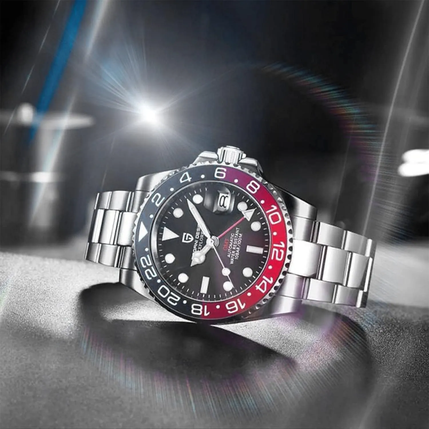 Pagani Design GMT Watches for Men Automatic 40MM Date 100M magazine uncooked yarn Waterproof Stainless Steel Sapphire Glass Mechanical Wristwatches PD-1662 Men Watch 