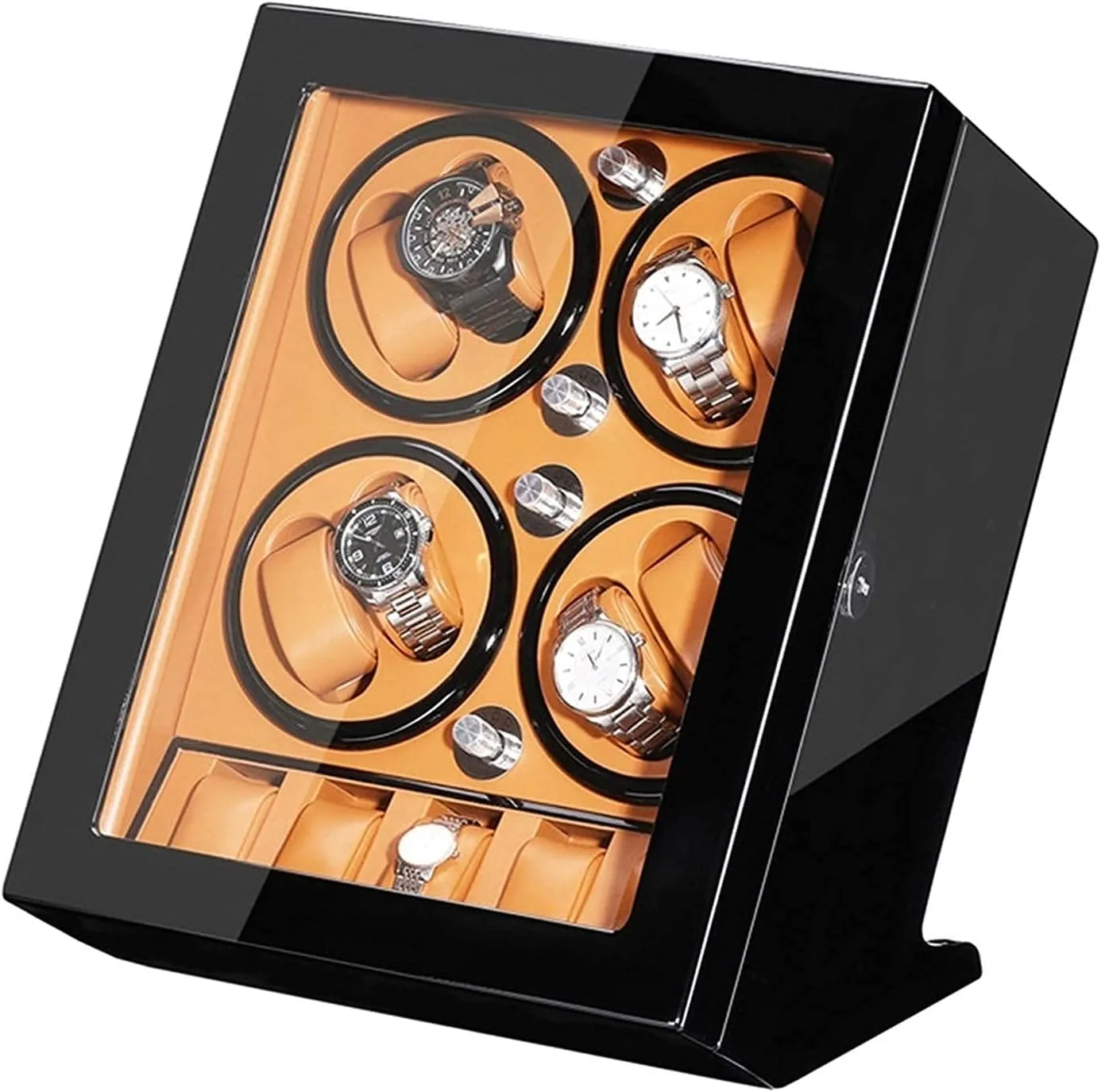 Paint Exterior Large Capacity Automatic Watch Winder Box for 8 Watches   5 Storage Quiet Motor Wood staple heal costume Shell Piano 