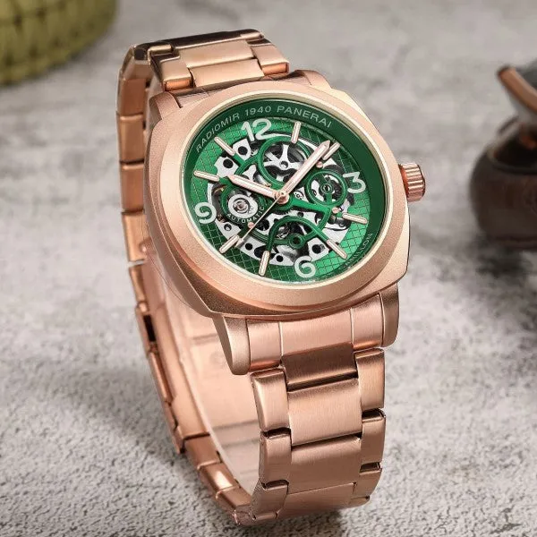 Panerai Radiomir Automatic Metal Gold Green With Black Dial Premium Watch