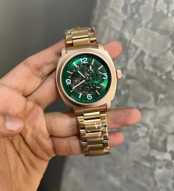 Panerai Radiomir Automatic Metal Gold Green With Black Dial Premium Watch