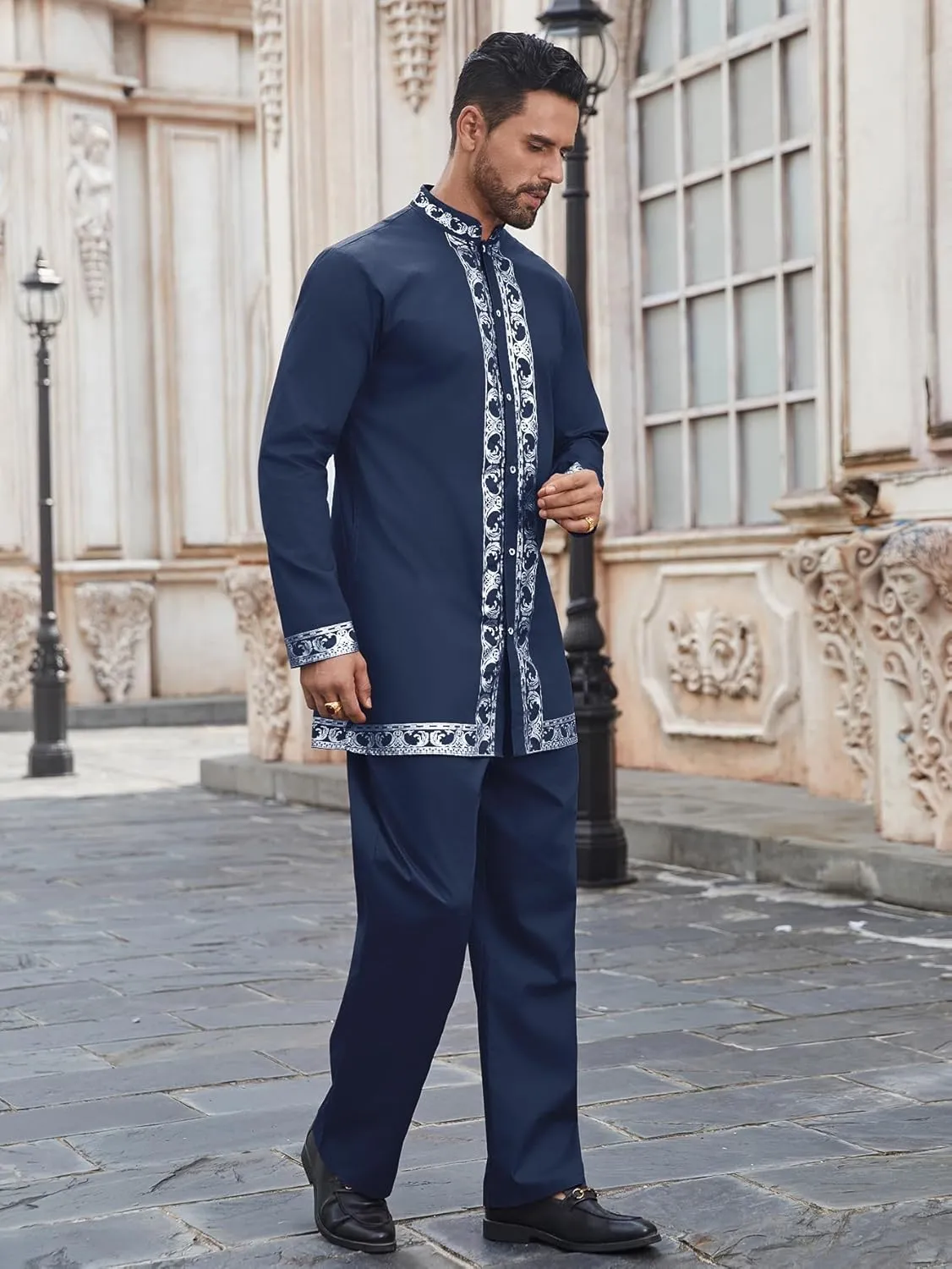 Pants Outfit Daupanzees Men's African 2 Piece Set Luxury Traditional Suit Gold Print Dashiki pacifier Shirt and 