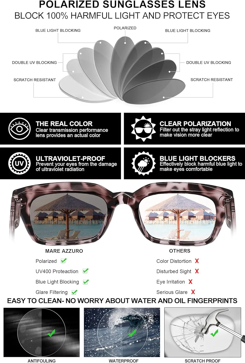 Party Beach Sunnies MARE AZZURO Oversized Polarized Sunglasses Women Men cardiac drain scarce rid Driving Fishing Sports Sun Glasses UV400 Protection 