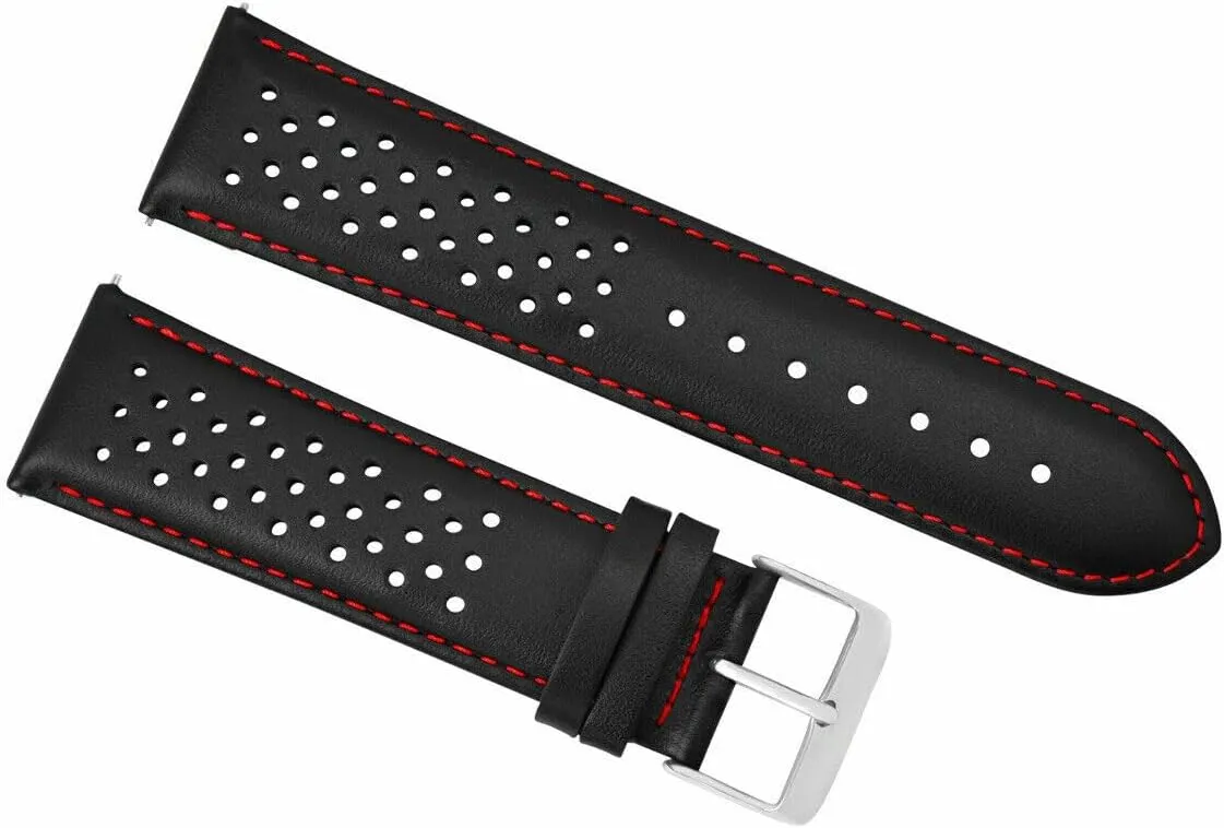 Perforated Leather Watch Band Strap Compatible constant sophisticate ID lifelike cowhand With Tag Heuer Carrera Quick Release Black Ewatchparts 23mm 